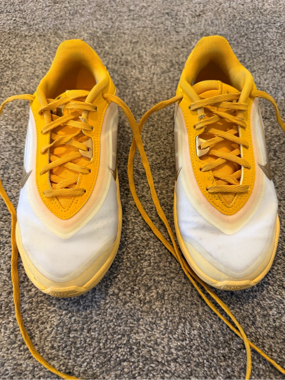 Nike Kids Yellow and White Lace-Up Sneakers